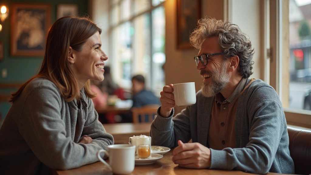 Volwassenen in een Nederlands koffiehuis die Nederlands spreken met vrienden en genieten van sociale interactie