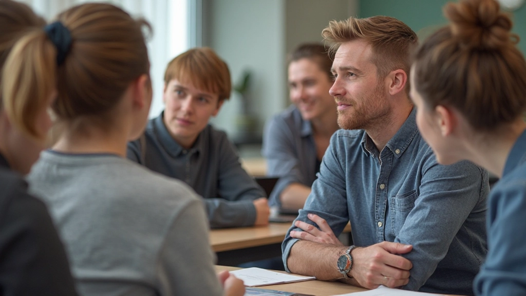Volwassenen discussiëren Nederlands in informeel groepslessenklasje